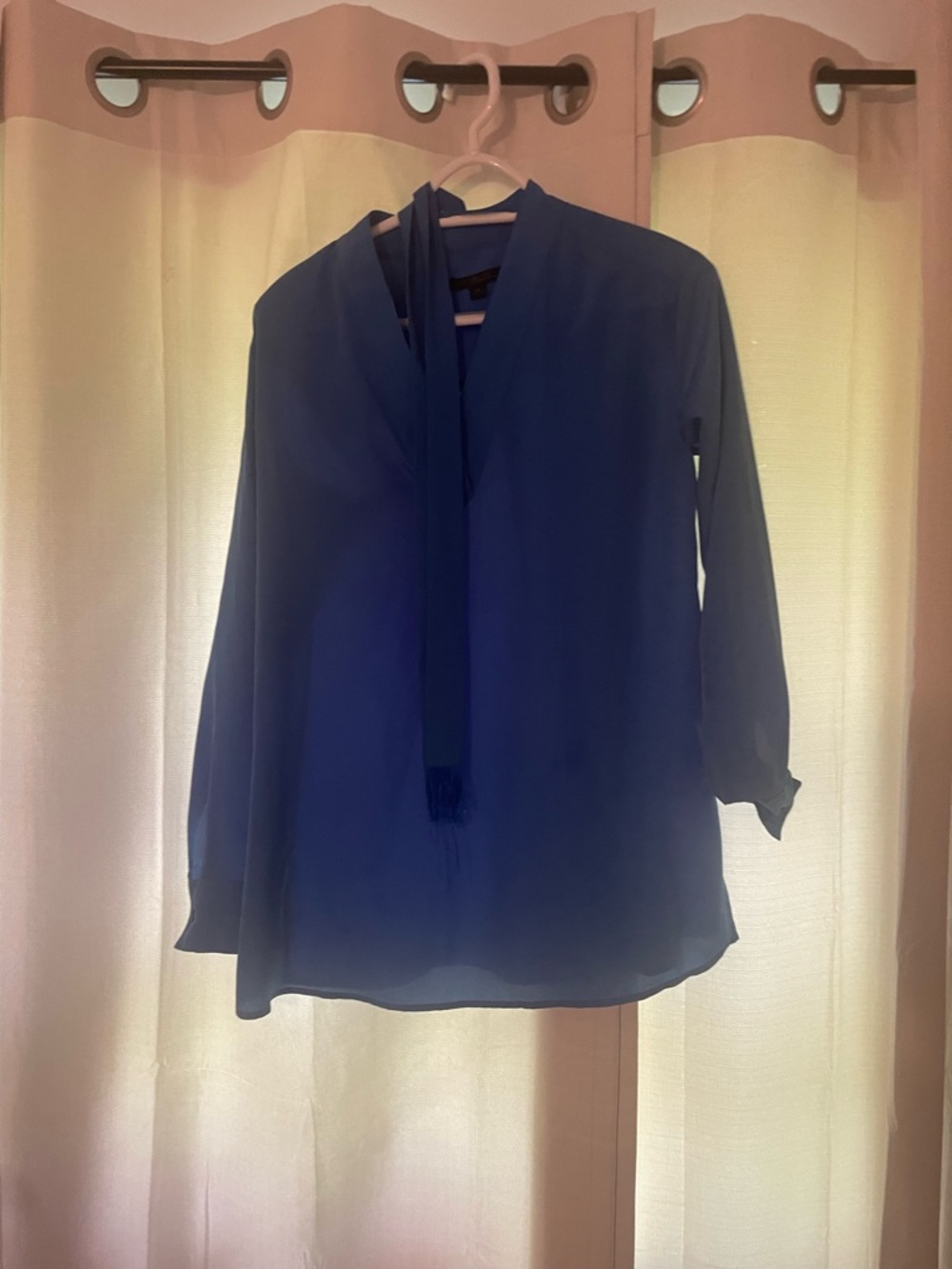 Rachel Zoe Royal Blue Tie-Neck Long Sleeve Blouse Maternity